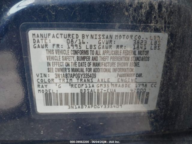 Photo 8 VIN: 3N1AB7AP0GY335409 - NISSAN SENTRA 