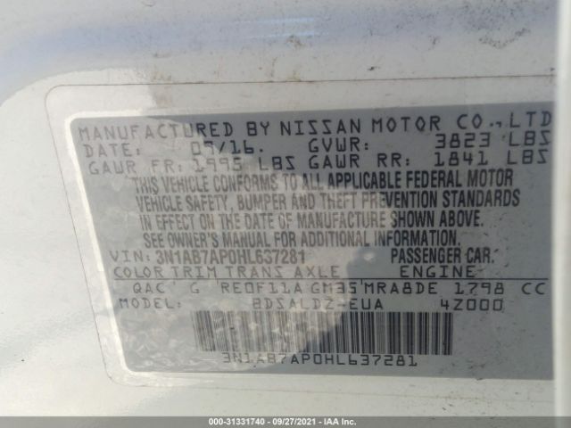 Photo 8 VIN: 3N1AB7AP0HL637281 - NISSAN SENTRA 