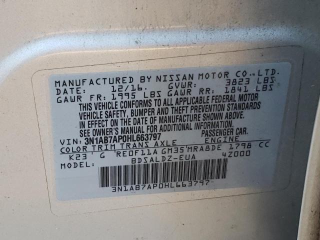 Photo 9 VIN: 3N1AB7AP0HL663797 - NISSAN SENTRA S 