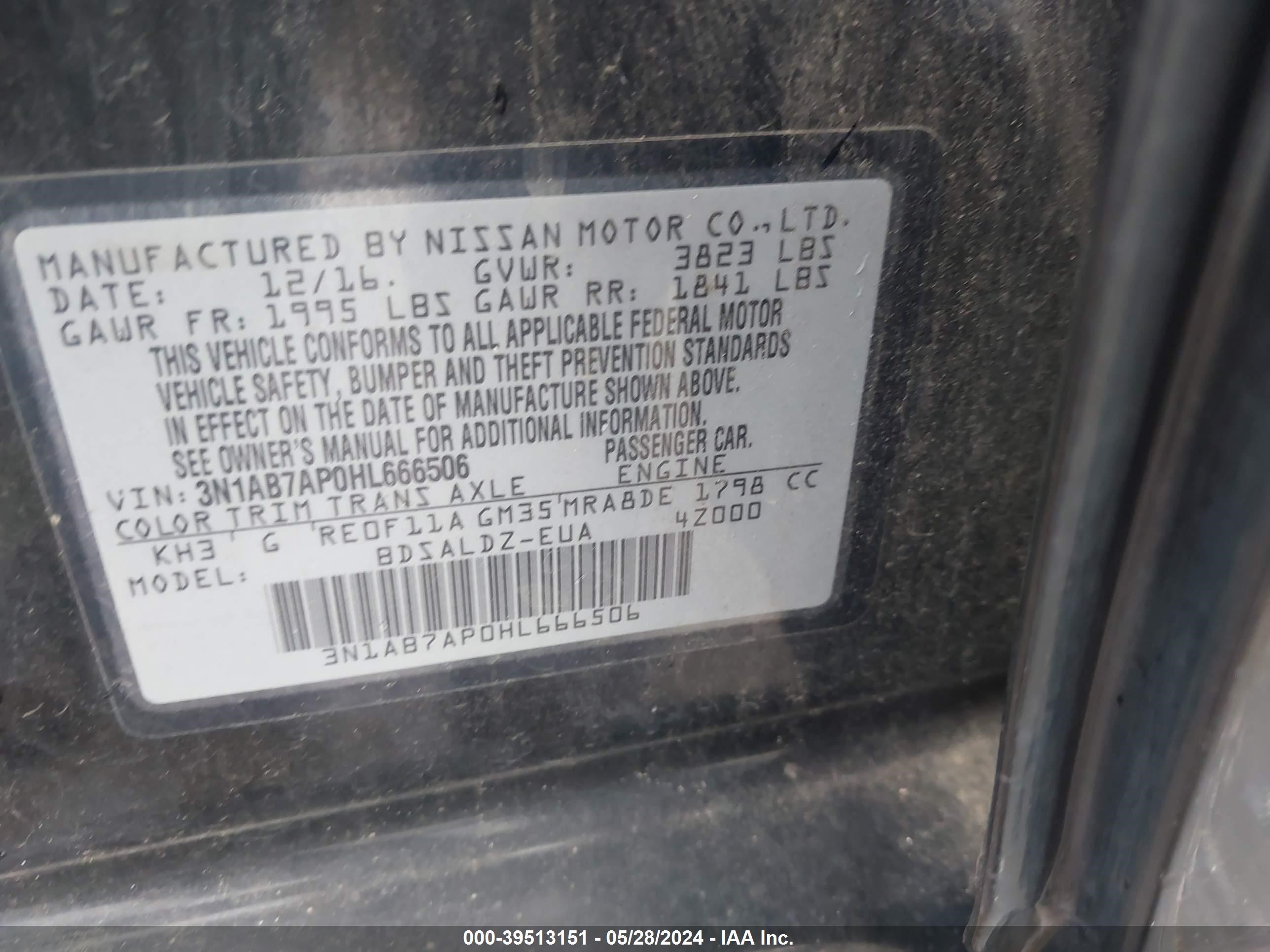 Photo 8 VIN: 3N1AB7AP0HL666506 - NISSAN SENTRA 