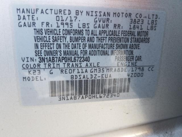 Photo 9 VIN: 3N1AB7AP0HL672340 - NISSAN SENTRA S 