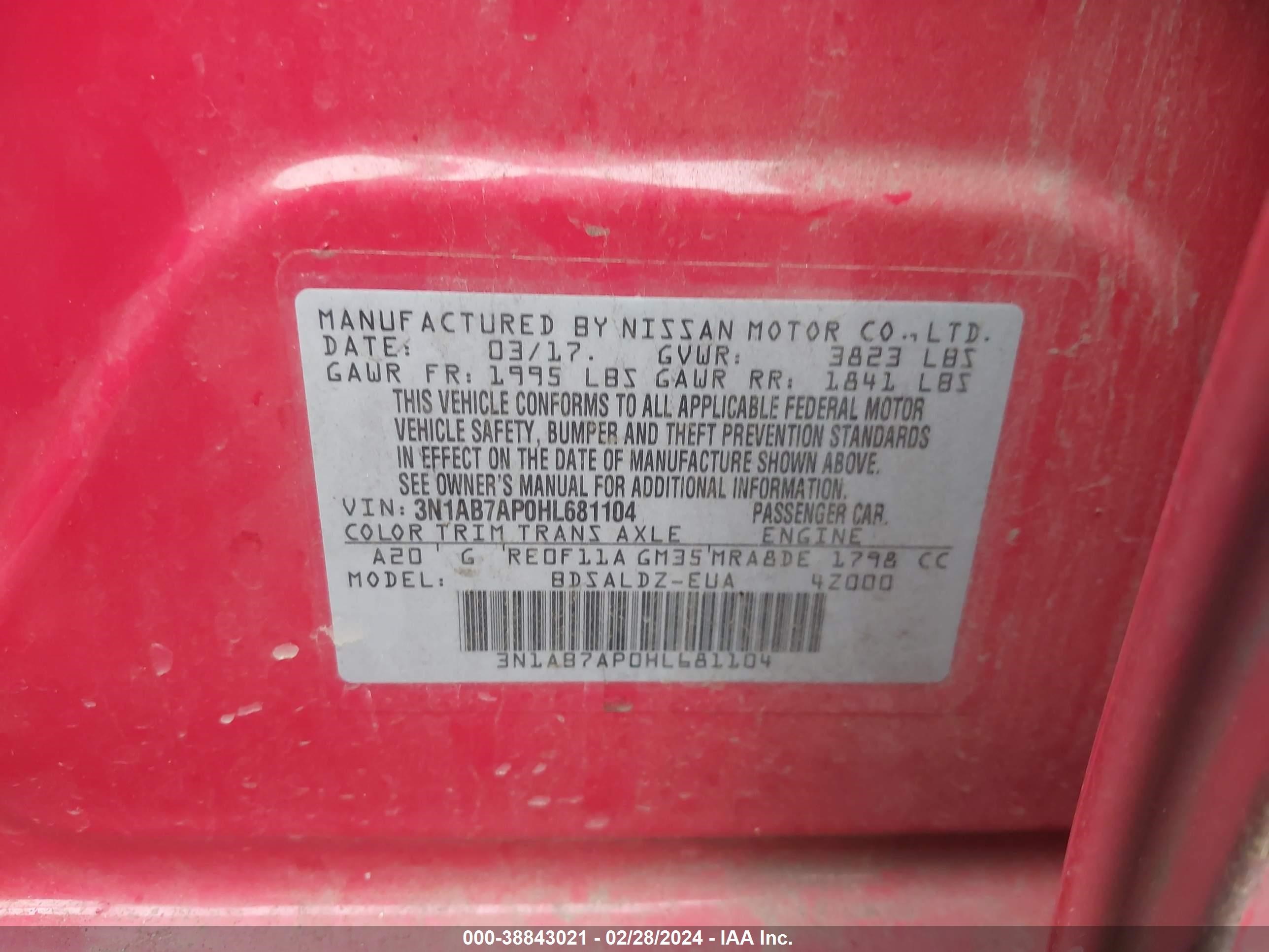 Photo 8 VIN: 3N1AB7AP0HL681104 - NISSAN SENTRA 