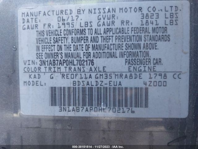 Photo 8 VIN: 3N1AB7AP0HL702176 - NISSAN SENTRA 