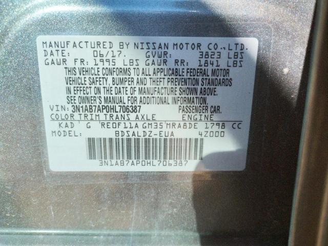 Photo 9 VIN: 3N1AB7AP0HL706387 - NISSAN SENTRA S 