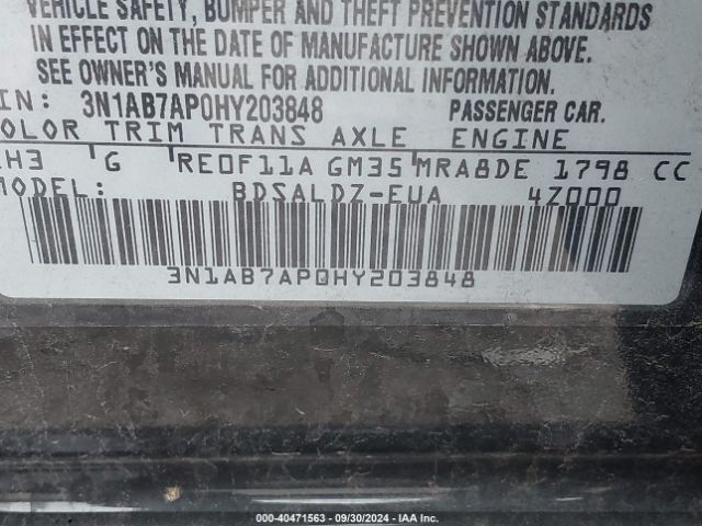 Photo 8 VIN: 3N1AB7AP0HY203848 - NISSAN SENTRA 