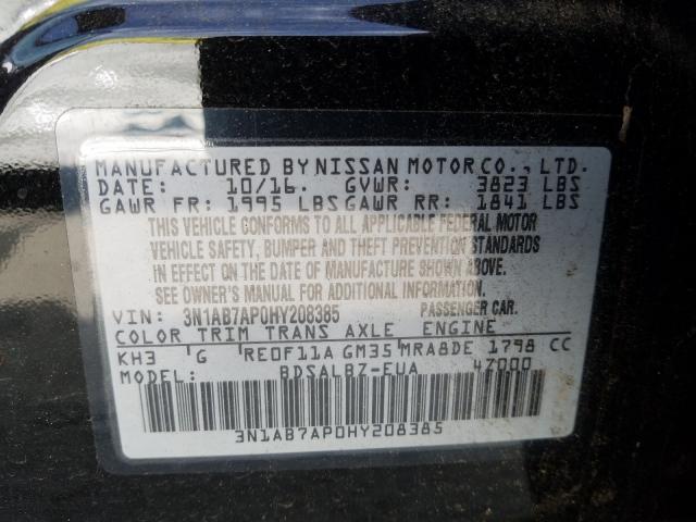 Photo 9 VIN: 3N1AB7AP0HY208385 - NISSAN SENTRA S 