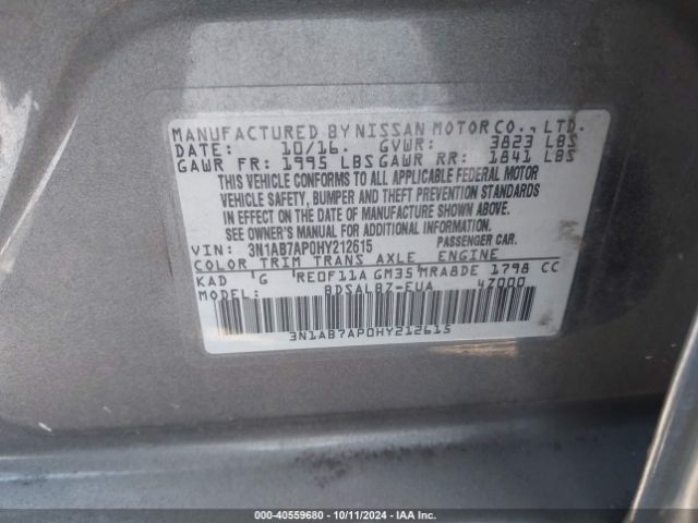 Photo 8 VIN: 3N1AB7AP0HY212615 - NISSAN SENTRA 