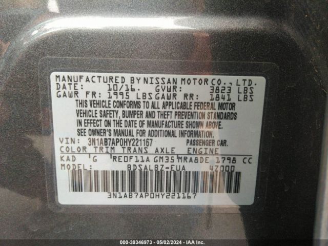 Photo 8 VIN: 3N1AB7AP0HY221167 - NISSAN SENTRA 