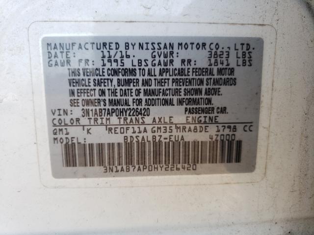 Photo 9 VIN: 3N1AB7AP0HY226420 - NISSAN SENTRA S 