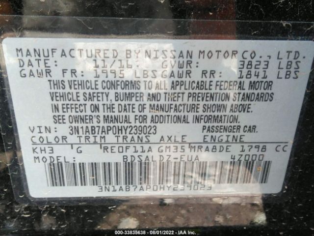 Photo 8 VIN: 3N1AB7AP0HY239023 - NISSAN SENTRA 