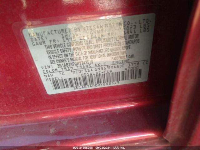 Photo 8 VIN: 3N1AB7AP0HY242519 - NISSAN SENTRA 