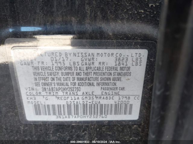 Photo 8 VIN: 3N1AB7AP0HY252760 - NISSAN SENTRA 