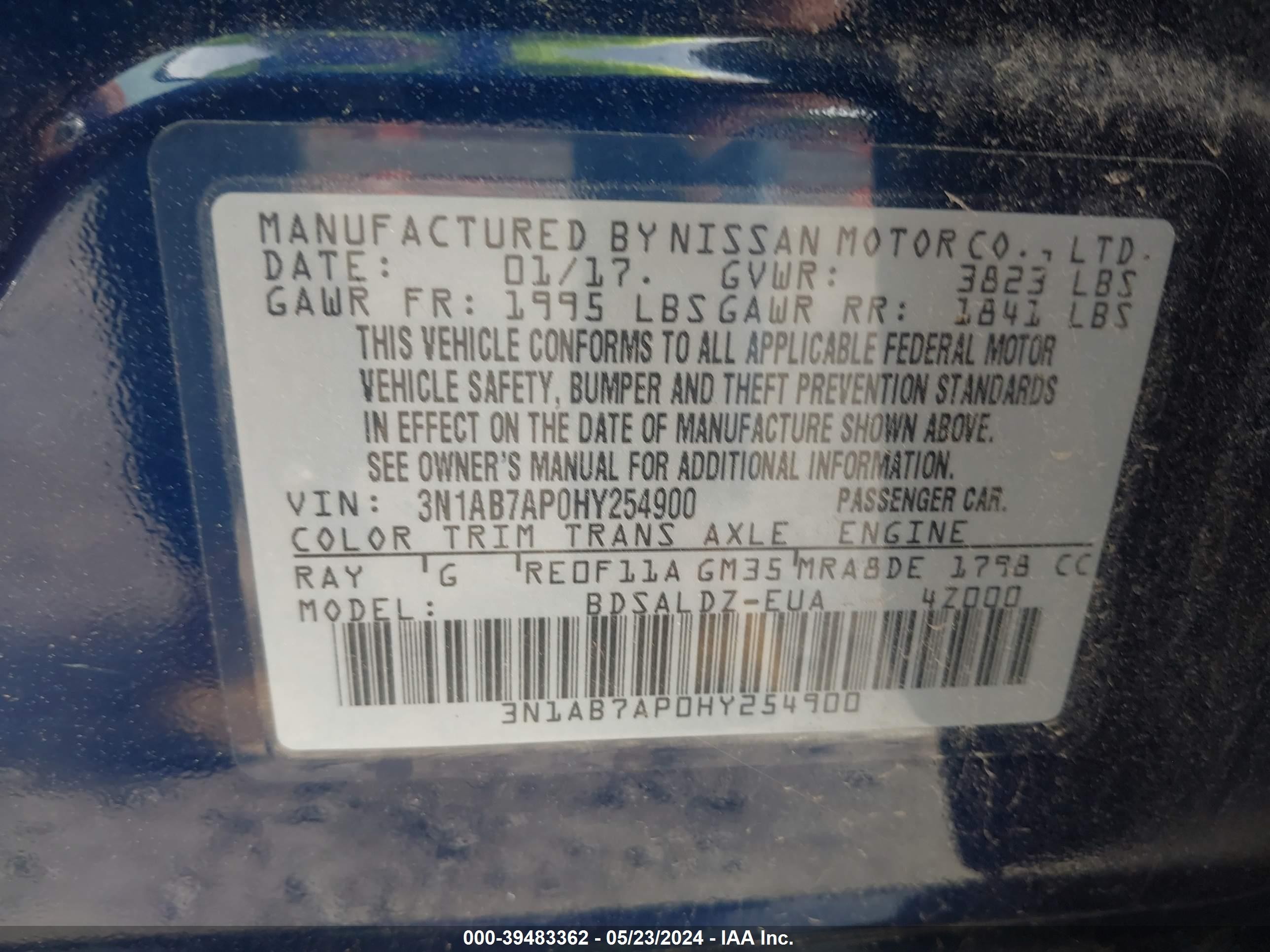 Photo 8 VIN: 3N1AB7AP0HY254900 - NISSAN SENTRA 