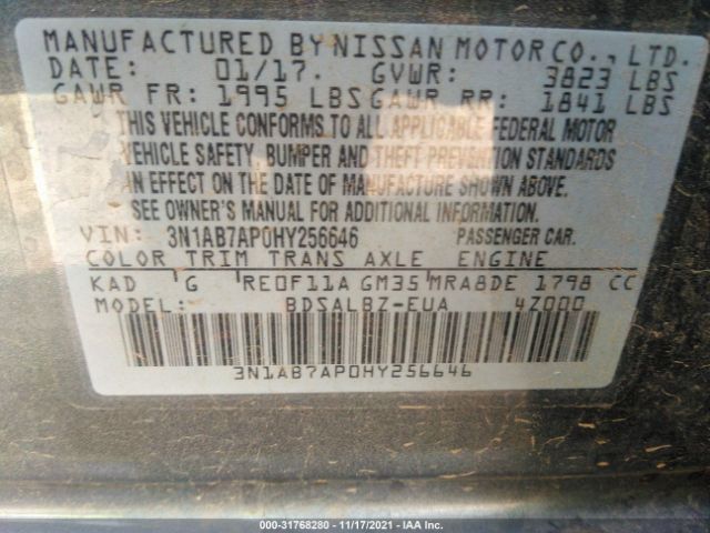 Photo 8 VIN: 3N1AB7AP0HY256646 - NISSAN SENTRA 