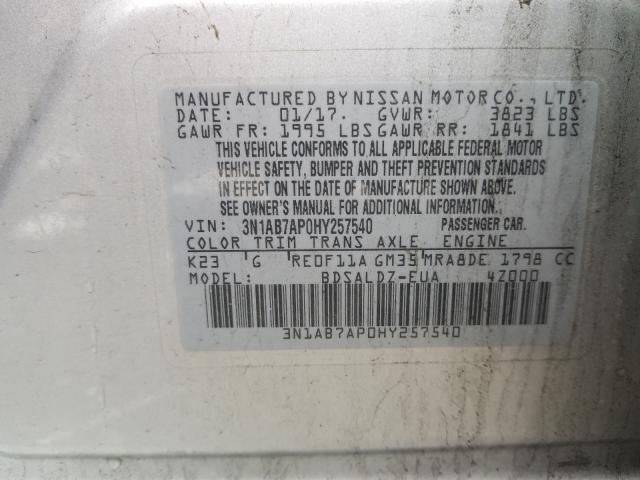 Photo 9 VIN: 3N1AB7AP0HY257540 - NISSAN SENTRA S 