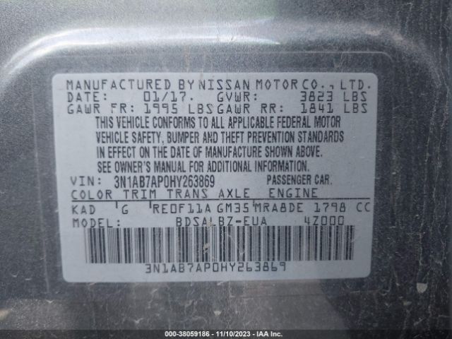 Photo 8 VIN: 3N1AB7AP0HY263869 - NISSAN SENTRA 