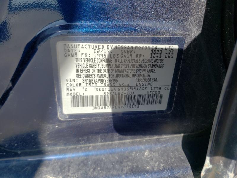 Photo 9 VIN: 3N1AB7AP0HY275195 - NISSAN SENTRA S 