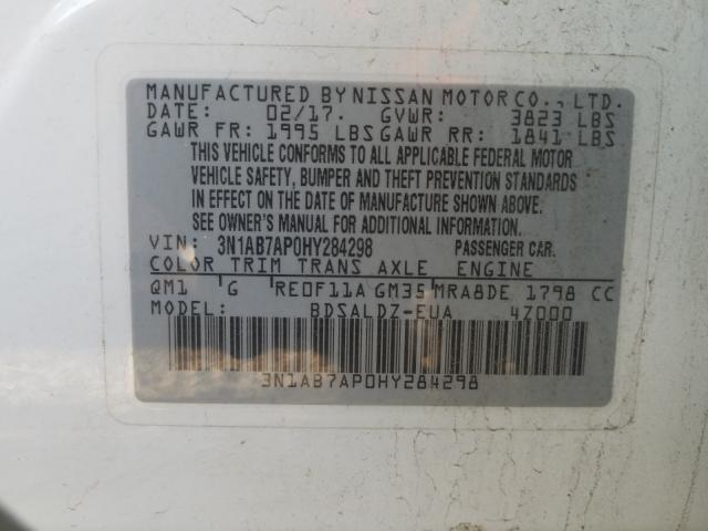 Photo 9 VIN: 3N1AB7AP0HY284298 - NISSAN SENTRA S 