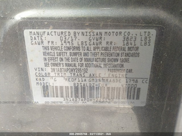 Photo 8 VIN: 3N1AB7AP0HY285192 - NISSAN SENTRA 