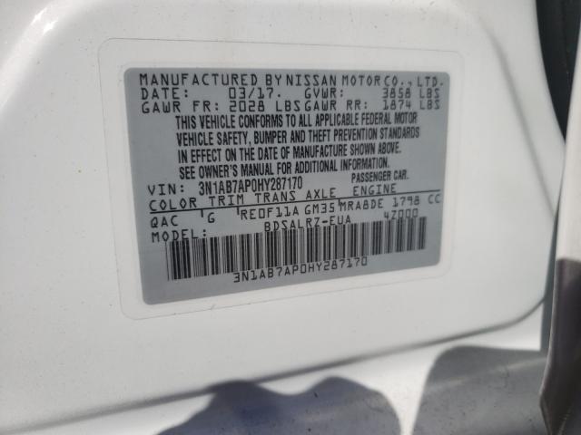 Photo 9 VIN: 3N1AB7AP0HY287170 - NISSAN SENTRA S 