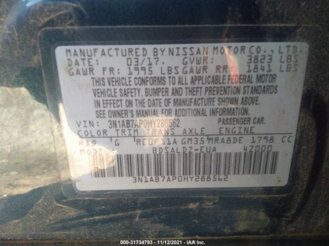 Photo 8 VIN: 3N1AB7AP0HY288562 - NISSAN SENTRA 