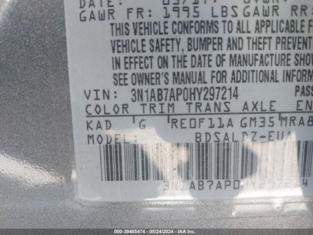 Photo 8 VIN: 3N1AB7AP0HY297214 - NISSAN SENTRA 