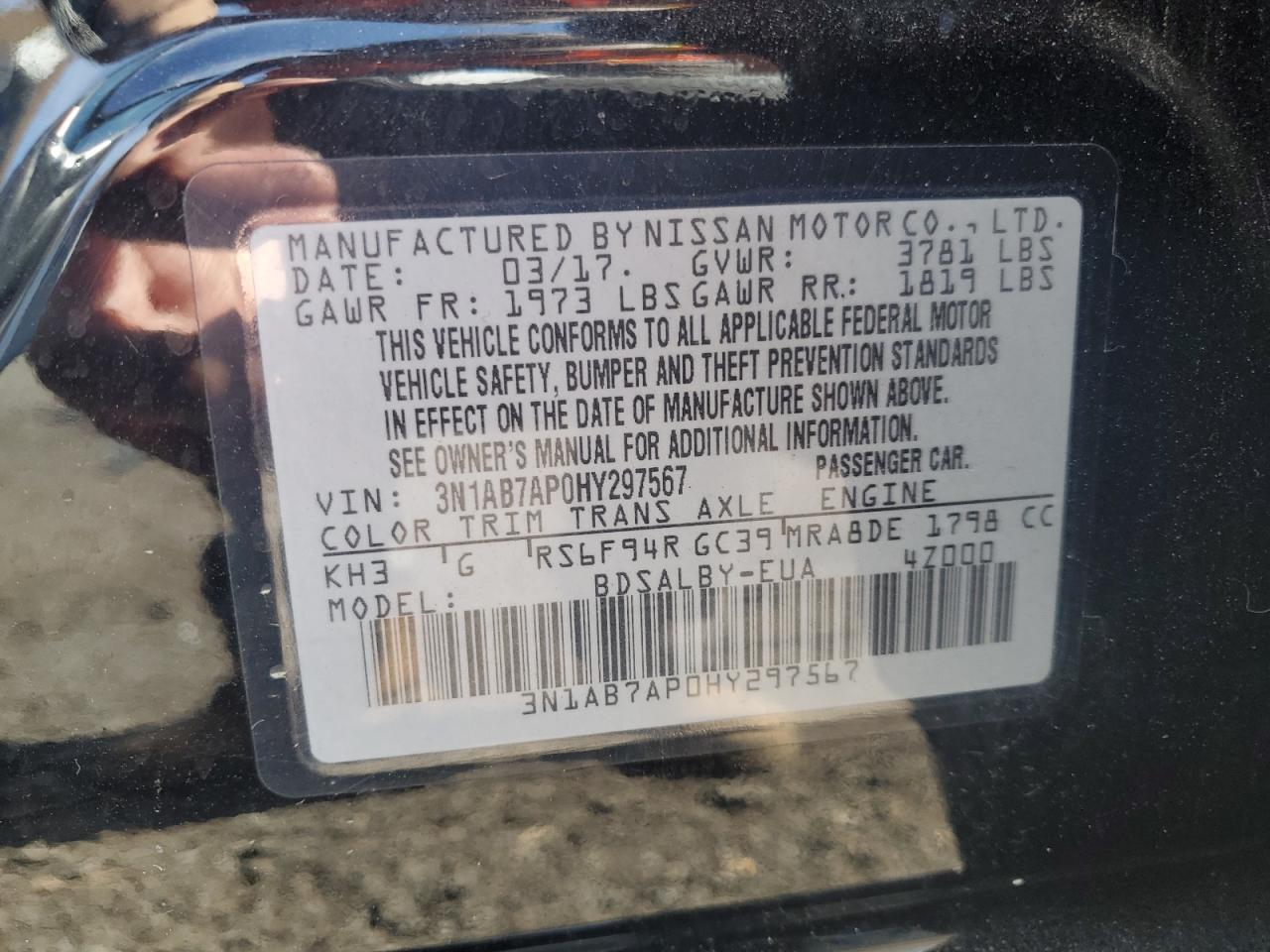 Photo 12 VIN: 3N1AB7AP0HY297567 - NISSAN SENTRA 