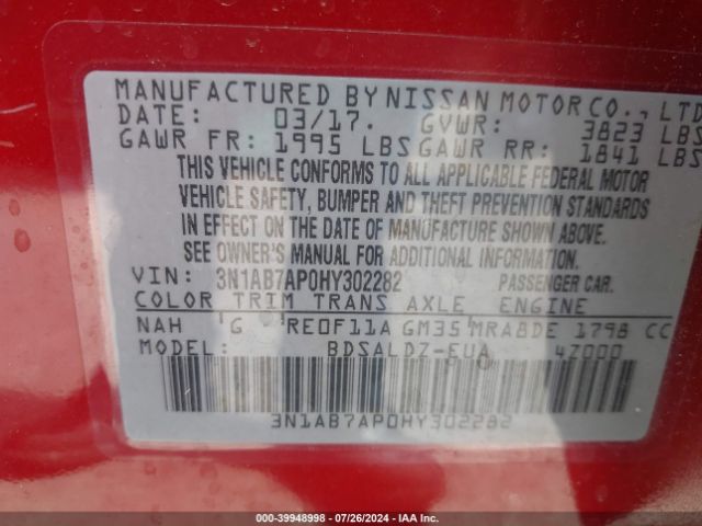 Photo 8 VIN: 3N1AB7AP0HY302282 - NISSAN SENTRA 