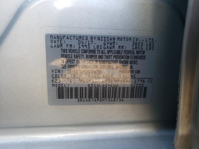 Photo 9 VIN: 3N1AB7AP0HY318756 - NISSAN SENTRA S 