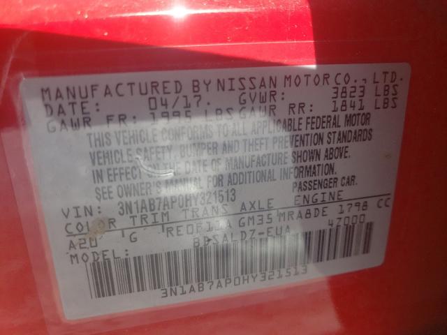 Photo 9 VIN: 3N1AB7AP0HY321513 - NISSAN SENTRA S 