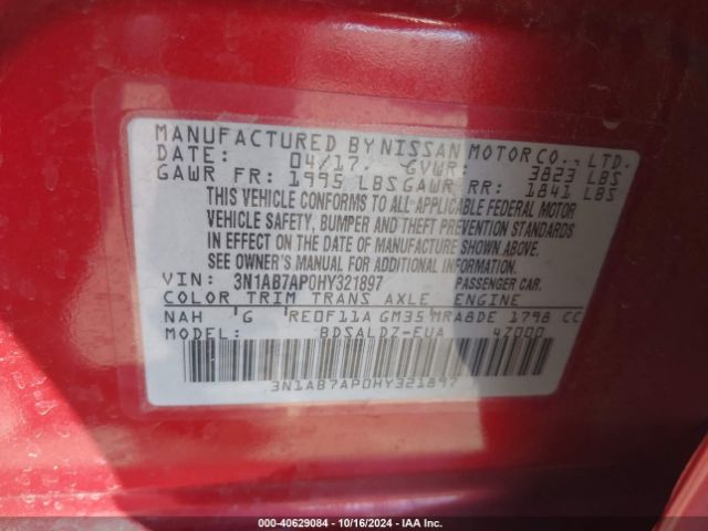 Photo 8 VIN: 3N1AB7AP0HY321897 - NISSAN SENTRA 