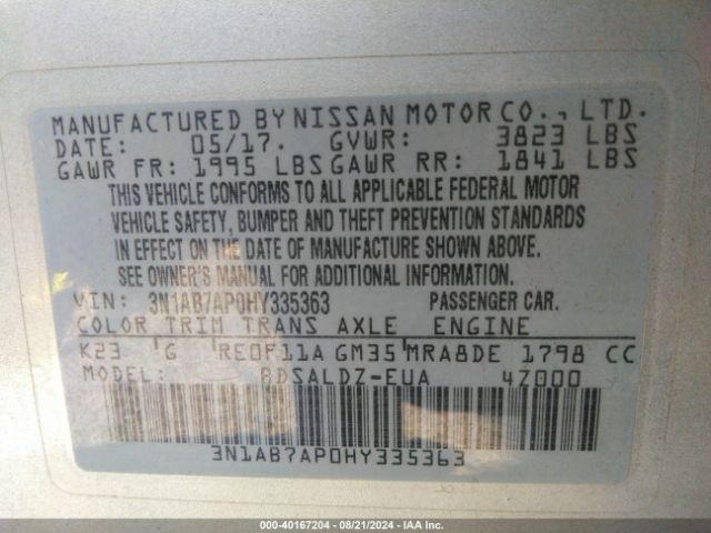 Photo 8 VIN: 3N1AB7AP0HY335363 - NISSAN SENTRA 