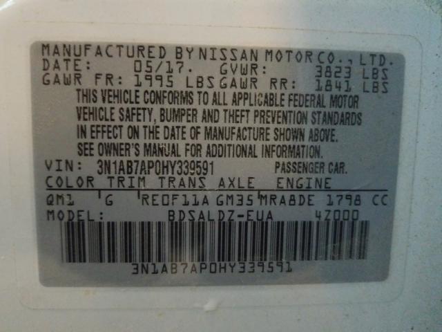 Photo 9 VIN: 3N1AB7AP0HY339591 - NISSAN SENTRA S 