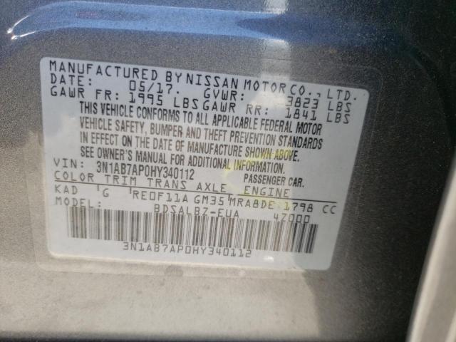 Photo 9 VIN: 3N1AB7AP0HY340112 - NISSAN SENTRA S 