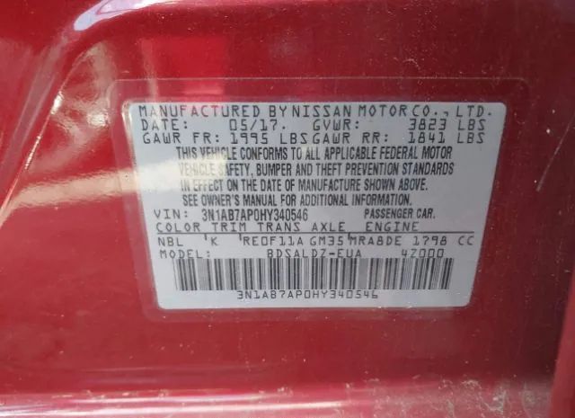 Photo 8 VIN: 3N1AB7AP0HY340546 - NISSAN SENTRA 