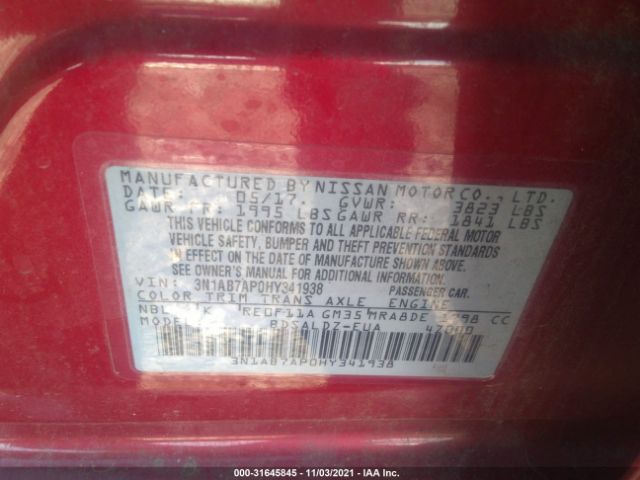 Photo 8 VIN: 3N1AB7AP0HY341938 - NISSAN SENTRA 