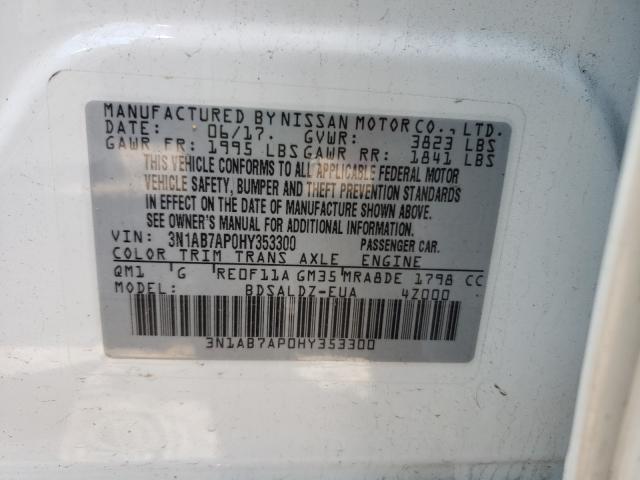 Photo 9 VIN: 3N1AB7AP0HY353300 - NISSAN SENTRA S 