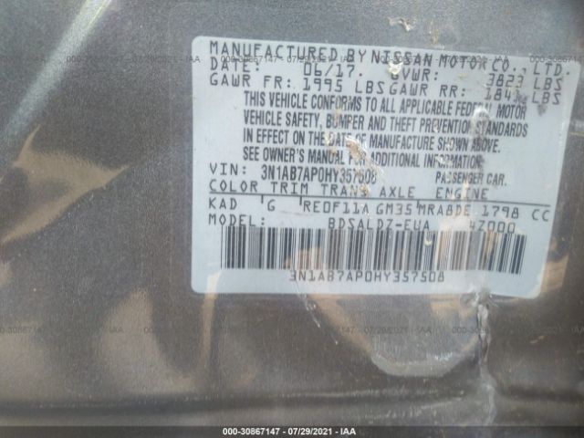 Photo 8 VIN: 3N1AB7AP0HY357508 - NISSAN SENTRA 