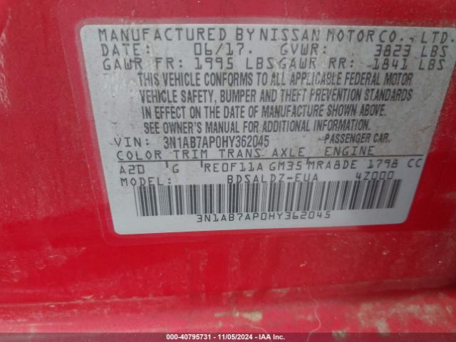 Photo 8 VIN: 3N1AB7AP0HY362045 - NISSAN SENTRA 