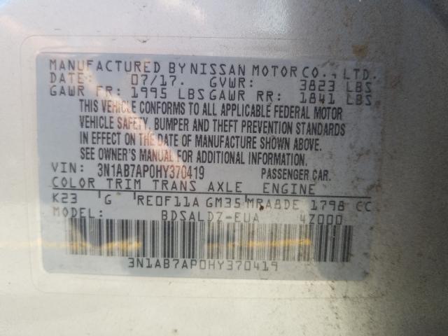 Photo 9 VIN: 3N1AB7AP0HY370419 - NISSAN SENTRA S 