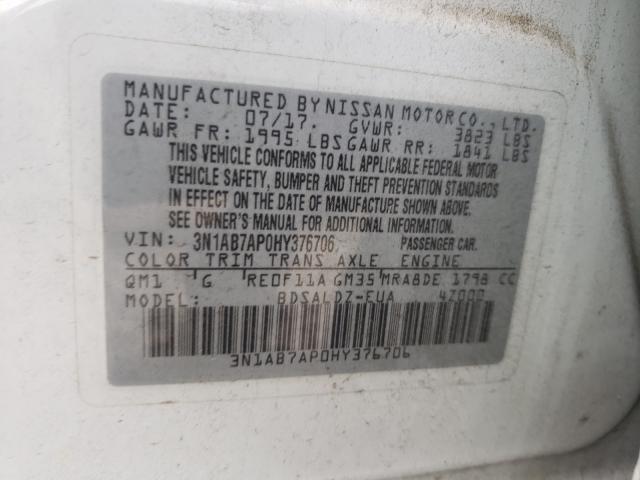 Photo 9 VIN: 3N1AB7AP0HY376706 - NISSAN SENTRA S 