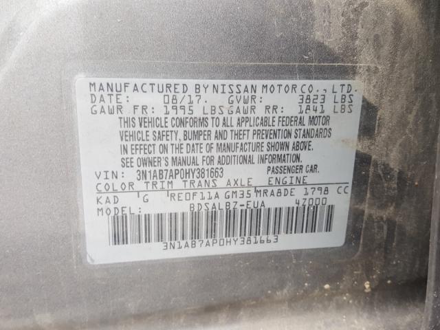 Photo 9 VIN: 3N1AB7AP0HY381663 - NISSAN SENTRA S 