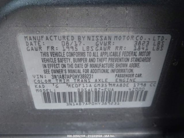 Photo 8 VIN: 3N1AB7AP0HY389231 - NISSAN SENTRA 