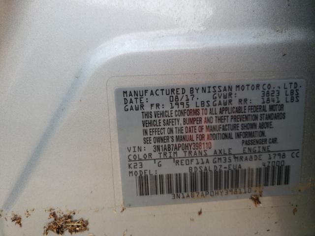 Photo 9 VIN: 3N1AB7AP0HY398110 - NISSAN SENTRA S 