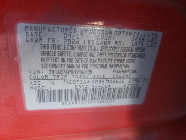 Photo 9 VIN: 3N1AB7AP0HY400535 - NISSAN SENTRA S 