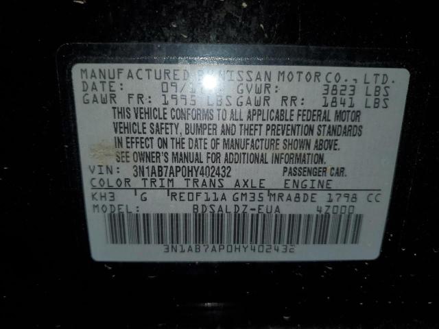 Photo 12 VIN: 3N1AB7AP0HY402432 - NISSAN SENTRA S 