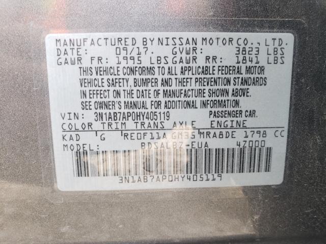 Photo 9 VIN: 3N1AB7AP0HY405119 - NISSAN SENTRA S 