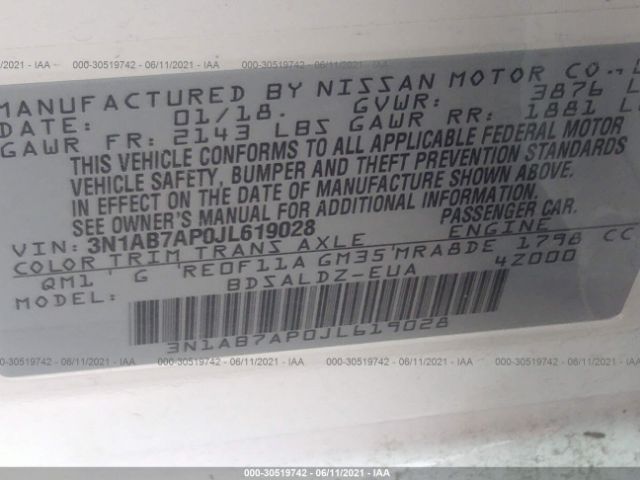 Photo 8 VIN: 3N1AB7AP0JL619028 - NISSAN SENTRA 