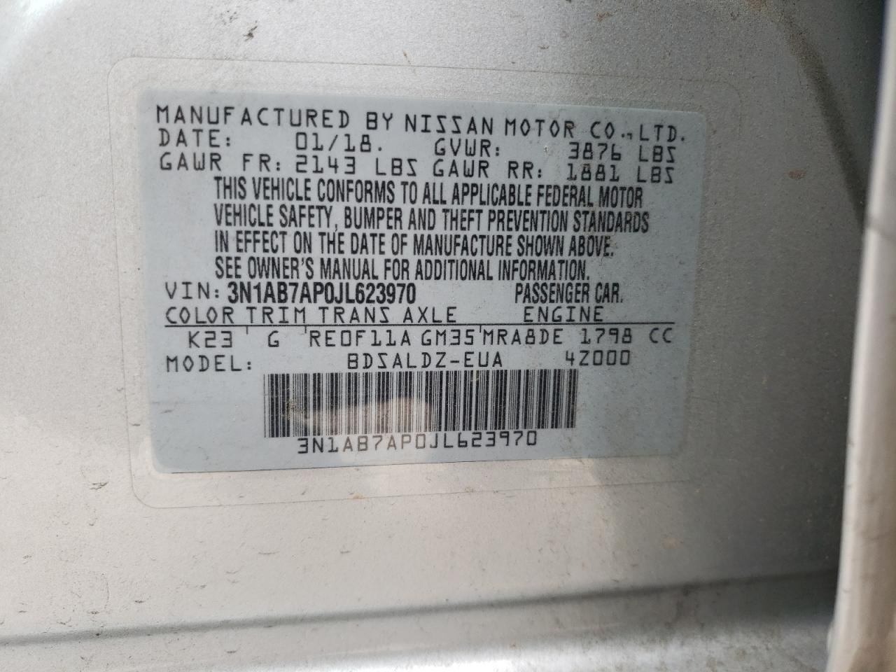 Photo 11 VIN: 3N1AB7AP0JL623970 - NISSAN SENTRA 