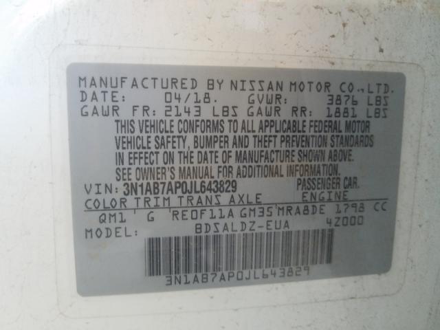 Photo 9 VIN: 3N1AB7AP0JL643829 - NISSAN SENTRA S 